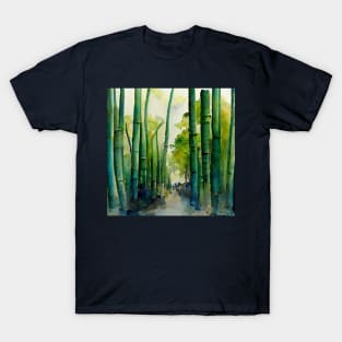 A forest of bamboo, watercolor T-Shirt